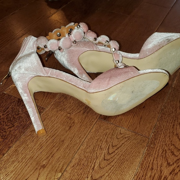 Cape robbin velvet blush pink ankle strap high hee - Picture 4 of 6